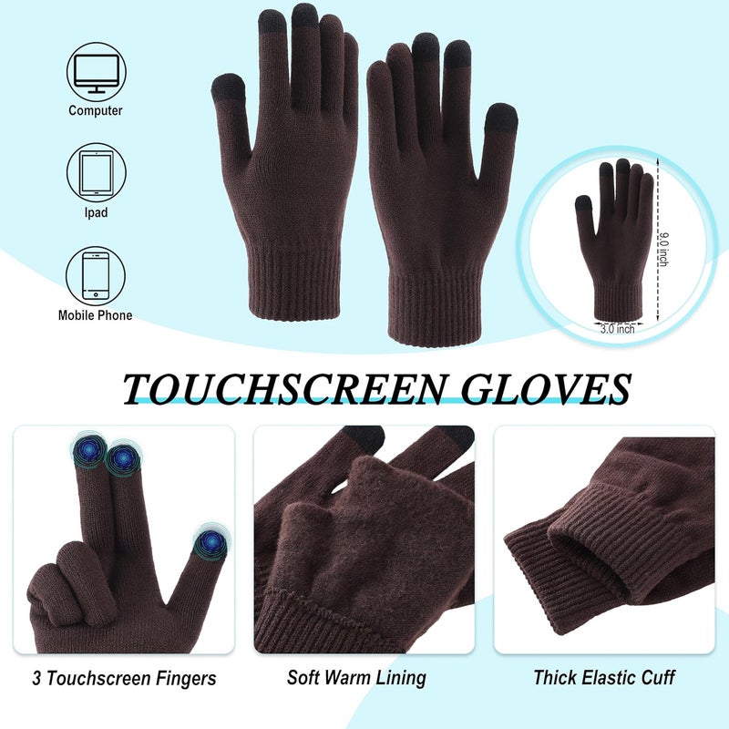 Connectyle 3 PCS Fleece Lined Cold Weather Set, Warm Winter Beanie Hat, Long Scarf and Touchscreen Gloves for Men & Women - Image 4